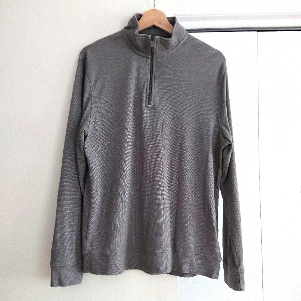 💖2/$25💖 Calvin Klein Grey Houndstooth Quarter-Zip Long Sleeve Top